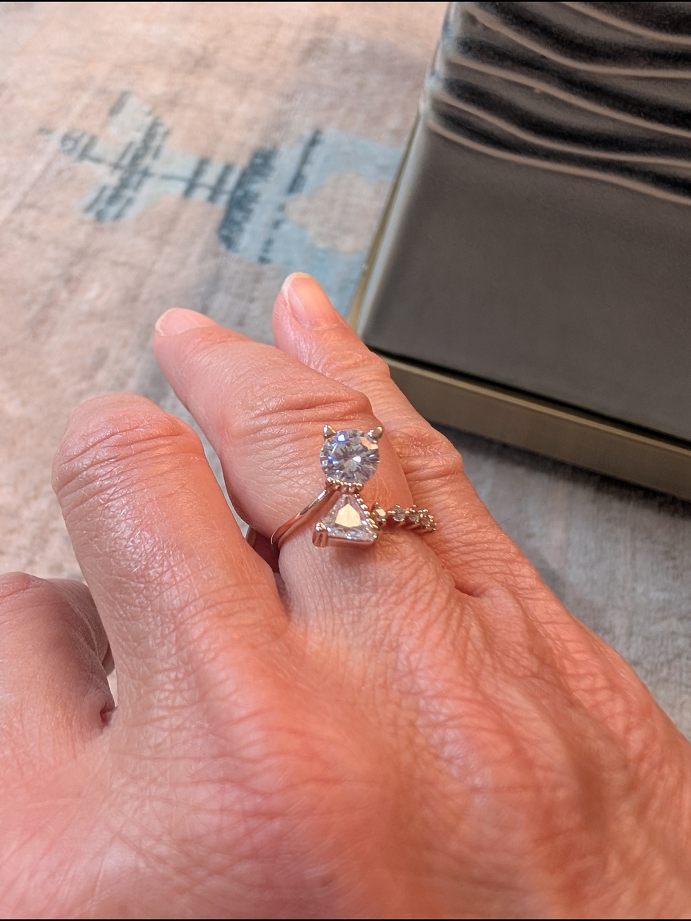 Rose Gold-Tone Cat Ring, Size 6